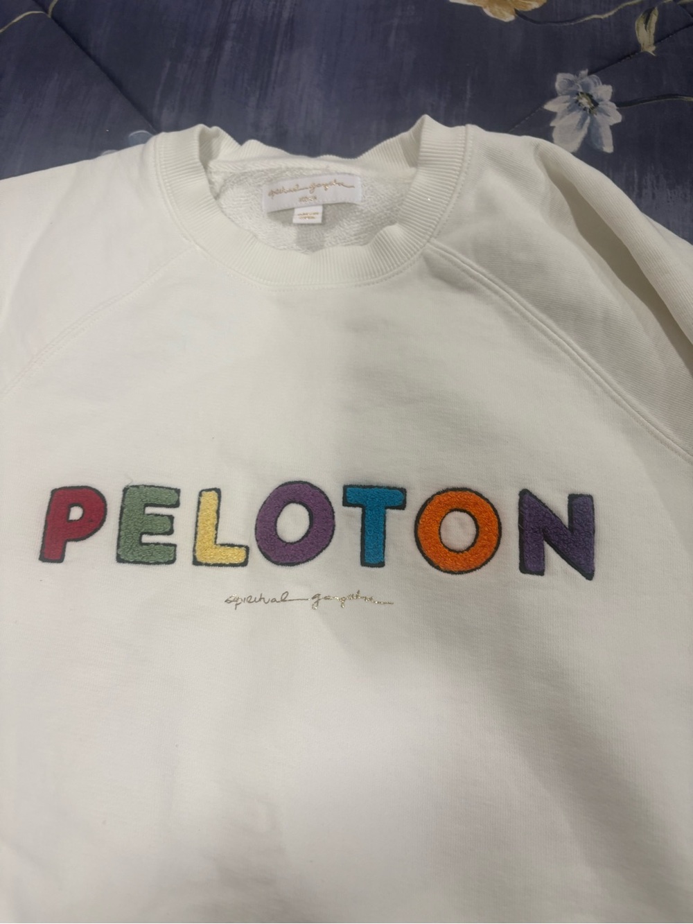 Peloton x Spiritual Gangster Rainbow Terry White Sweatshirt Size m
